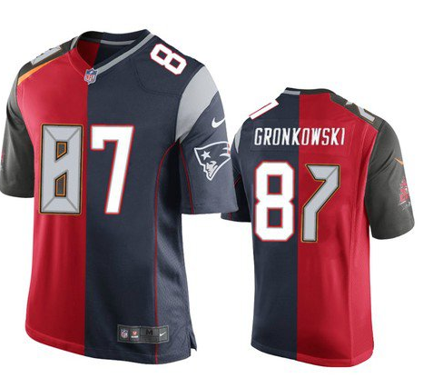 Men's Tampa Bay Buccaneers #87 Rob Gronkowski Red Navy NFL Super Bowl Split GOAT Stitched Jersey Men's Tampa Bay Buccaneers #87 Rob Gronkowski Red Navy NFL Super Bowl Split GOAT Stitched Jersey
